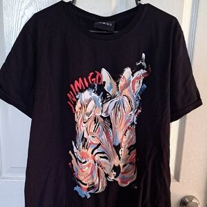 Desingner Inimigo Black Graphic T-Shirt with Zebra Design